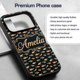 Dark Ocean Fish Pattern with Botanical Seaweed Custom Name Protective Phone Case Mobile Cover Durable Everyday Smartphone Shock Resistant