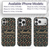 Dark Ocean Fish Pattern with Botanical Seaweed Custom Name Protective Phone Case Mobile Cover Durable Everyday Smartphone Shock Resistant