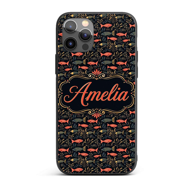 Underwater Garden Fish Pattern with Lush Sea Custom Name Protective Phone Case Mobile Cover Durable Everyday Smartphone Shock Resistant