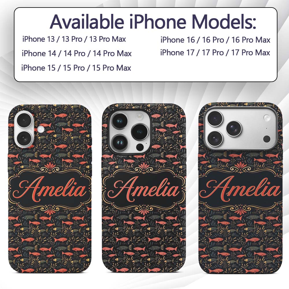 Underwater Garden Fish Pattern with Lush Sea Custom Name Protective Phone Case Mobile Cover Durable Everyday Smartphone Shock Resistant