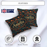 Custom Name Colourful Aquarium Fish Pattern with Flowing on Dark Square Filled Cushion Throw Pillow Sofa Bed Home Decor Zip Washable UK Made