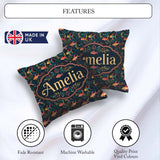Custom Name Vibrant Coral Reef Fish with Detailed Marine on Navy Square Filled Cushion Throw Pillow Sofa Bed Home Decor Zip Washable UK Made