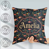 Custom Name Vibrant Coral Reef Fish with Detailed Marine on Navy Square Filled Cushion Throw Pillow Sofa Bed Home Decor Zip Washable UK Made
