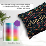 Custom Name Vibrant Coral Reef Fish with Detailed Marine on Navy Square Filled Cushion Throw Pillow Sofa Bed Home Decor Zip Washable UK Made