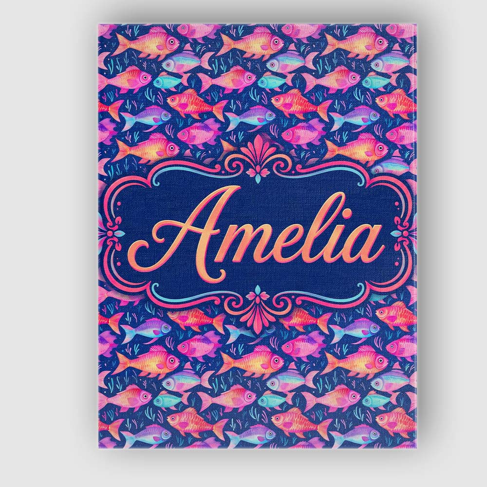 Personalised Name Whimsical Coral and Mint Custom  Unique Gift Idea Elegant Feature Canvas Wall Art Print Decor Picture Ready to Hang