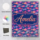 Personalised Name Whimsical Coral and Mint Custom  Unique Gift Idea Elegant Feature Canvas Wall Art Print Decor Picture Ready to Hang