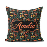 Custom Name Elegant Flowing with Ornate Fins on Black Background Square Filled Cushion Throw Pillow Sofa Bed Home Decor Zip Washable UK Made