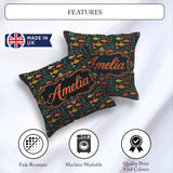 Custom Name Elegant Flowing with Ornate Fins on Black Background Square Filled Cushion Throw Pillow Sofa Bed Home Decor Zip Washable UK Made