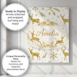 Personalised Name Gold Reindeer Snowflake Christmas Pattern Luxury Custom  Unique Canvas Wall Art Print Decor Picture Ready to Hang