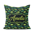 Custom Name Colourful Fish with Flowing Fins on Black Background Square Filled Cushion Throw Pillow Sofa Bed Home Decor Zip Washable UK Made