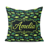 Custom Name Colourful Fish with Flowing Fins on Black Background Square Filled Cushion Throw Pillow Sofa Bed Home Decor Zip Washable UK Made