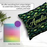 Custom Name Colourful Fish with Flowing Fins on Black Background Square Filled Cushion Throw Pillow Sofa Bed Home Decor Zip Washable UK Made