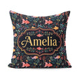 Custom Name Cute Pastel Fish and Floral Sea Life Pattern on Teal Square Filled Cushion Throw Pillow Sofa Bed Home Decor Zip Washable UK Made
