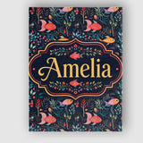 Personalised Name Cute Pastel Fish and Custom  Modern Room Accent Elegant Feature Canvas Wall Art Print Decor Picture Ready to Hang