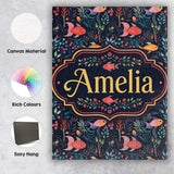 Personalised Name Cute Pastel Fish and Custom  Modern Room Accent Elegant Feature Canvas Wall Art Print Decor Picture Ready to Hang