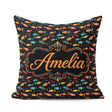 Custom Name Colorful Tropical Fish Dark Ocean Background Pattern Square Filled Cushion Throw Pillow Sofa Bed Home Decor Zip Washable UK Made