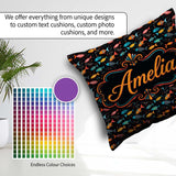 Custom Name Colorful Tropical Fish Dark Ocean Background Pattern Square Filled Cushion Throw Pillow Sofa Bed Home Decor Zip Washable UK Made