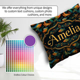 Custom Name Vibrant with Flowing Fins on Dark Aquatic Background Square Filled Cushion Throw Pillow Sofa Bed Home Decor Zip Washable UK Made