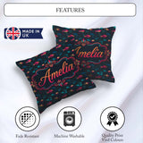 Custom Name Neon Pink and Blue Fish in Deep Sea Seamless Pattern Square Filled Cushion Throw Pillow Sofa Bed Home Decor Zip Washable UK Made