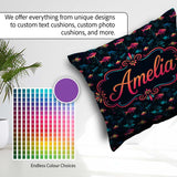 Custom Name Neon Pink and Blue Fish in Deep Sea Seamless Pattern Square Filled Cushion Throw Pillow Sofa Bed Home Decor Zip Washable UK Made