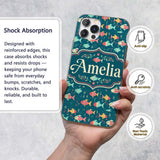 Playful Multicolor Fish with Tiny Sea Plants Custom Name Protective Phone Case Mobile Cover Durable Everyday Smartphone Shock Resistant