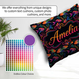 Custom Name Rainbow Fish with Flowing Seaweed on Dark Background Square Filled Cushion Throw Pillow Sofa Bed Home Decor Zip Washable UK Made