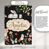 Watercolour Woodland Animals with Bunny Fox and Butterflies Pattern  Personalised Custom Name Super Soft Fleece Blanket Bed Sofa Throw