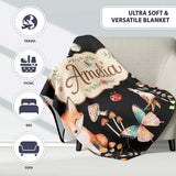 Watercolour Woodland Animals with Bunny Fox and Butterflies Pattern  Personalised Custom Name Super Soft Fleece Blanket Bed Sofa Throw