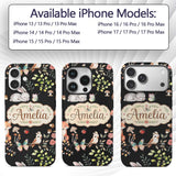 Watercolour Woodland Animals with Bunny Fox and Custom Name Protective Phone Case Mobile Cover Durable Everyday Smartphone Shock Resistant