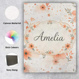 Personalised Name Soft Rainbow Floral Nursery Pattern Pastel Seamless Custom Home Unique Canvas Wall Art Print Decor Picture Ready to Hang