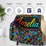 Neon Circuit Board Lines Abstract Technology Pattern on Dark Lovely  Personalised Custom Name Super Soft Fleece Blanket Bed Sofa Throw