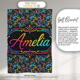 Neon Circuit Board Lines Abstract Technology Pattern on Dark Lovely  Personalised Custom Name Super Soft Fleece Blanket Bed Sofa Throw