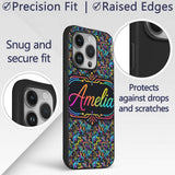 Neon Circuit Board Lines Abstract Technology Custom Name Protective Phone Case Mobile Cover Durable Everyday Smartphone Shock Resistant