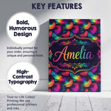 Personalised Name Vibrant Rainbow Feather Custom  Unique Gift Idea Elegant Feature Canvas Wall Art Print Decor Picture Ready to Hang