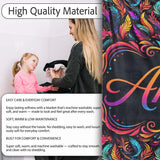 Colorful Tropical Feather Leaves on Black Background Seamless Exotic  Personalised Custom Name Super Soft Fleece Blanket Bed Sofa Throw