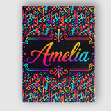 Personalised Name Geometric Neon Interlocking Custom Unique Gift Idea Modern Room Accent Canvas Wall Art Print Decor Picture Ready to Hang