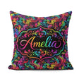Custom Name Psychedelic Rainbow Wave Swirl Pattern on Background Square Filled Cushion Throw Pillow Sofa Bed Home Decor Zip Washable UK Made