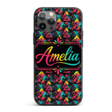 Bold Neon Grunge Triangle Splash Printed Design Custom Name Protective Phone Case Mobile Cover Durable Everyday Smartphone Shock Resistant