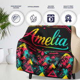 Bold Neon Grunge Triangle Splash Geometric Seamless Pattern Lovely  Personalised Custom Name Super Soft Fleece Blanket Bed Sofa Throw