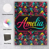 Personalised Name Bold Neon Grunge Triangle Custom  Bespoke Interior Contemporary Canvas Wall Art Print Decor Picture Ready to Hang