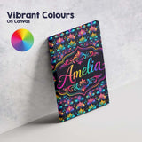 Personalised Name Bright Psychedelic Floral Custom  Bespoke Interior Contemporary Canvas Wall Art Print Decor Picture Ready to Hang