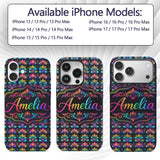 Bright Psychedelic Floral Scroll Damask Seamless Custom Name Protective Phone Case Mobile Cover Durable Everyday Smartphone Shock Resistant