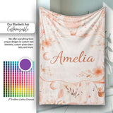 Coral Floral Hot Air Balloon Nursery Pattern Seamless Watercolour  Personalised Custom Name Super Soft Fleece Blanket Bed Sofa Throw