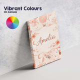 Personalised Name Coral Floral Hot Air Balloon Nursery Pattern Custom Modern Room Accent Canvas Wall Art Print Decor Picture Ready to Hang