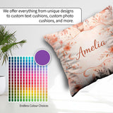Custom Name Coral Floral Hot Balloon Nursery Pattern Watercolour Square Filled Cushion Throw Pillow Sofa Bed Home Decor Zip Washable UK Made