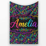 Modern Neon Circuit Board Geometric Seamless Pattern Lovely  Personalised Custom Name Super Soft Fleece Blanket Bed Sofa Throw
