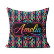 Custom Name Psychedelic Loop Gradient Geometric Seamless Pattern Square Filled Cushion Throw Pillow Sofa Bed Home Decor Zip Washable UK Made