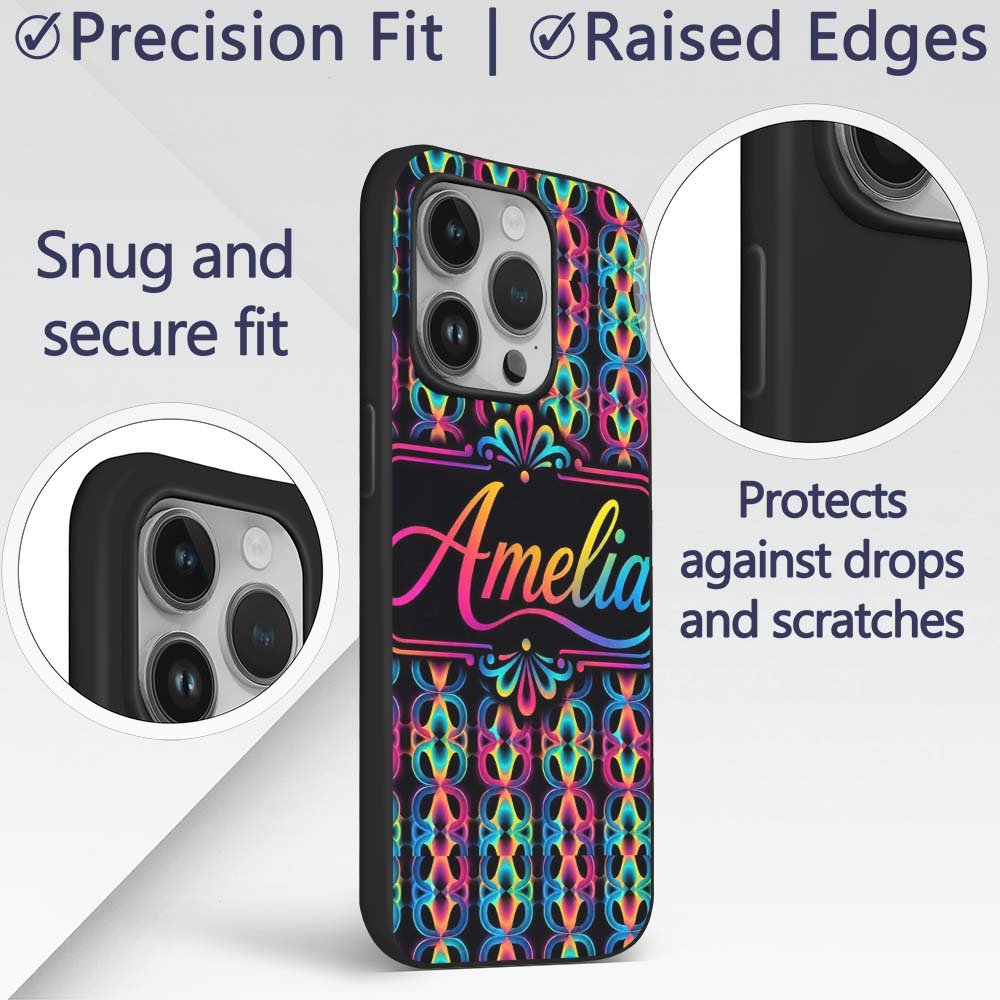 Retro Psychedelic Loop Gradient Printed Design Custom Name Protective Phone Case Mobile Cover Durable Everyday Smartphone Shock Resistant