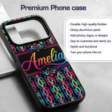 Retro Psychedelic Loop Gradient Printed Design Custom Name Protective Phone Case Mobile Cover Durable Everyday Smartphone Shock Resistant