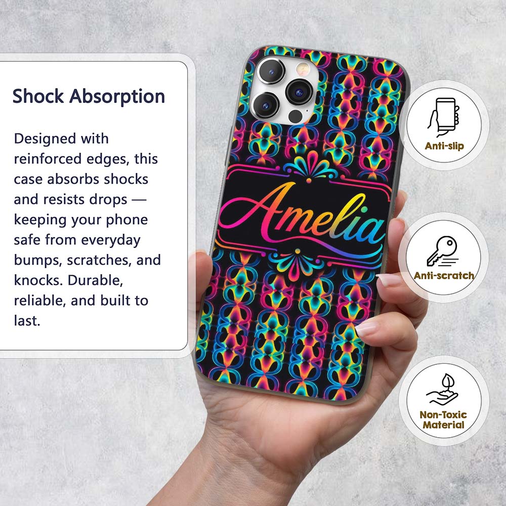Retro Psychedelic Loop Gradient Printed Design Custom Name Protective Phone Case Mobile Cover Durable Everyday Smartphone Shock Resistant
